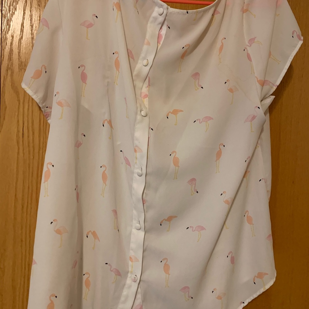 Torrid Flamingo Georgette Button Back - image 2